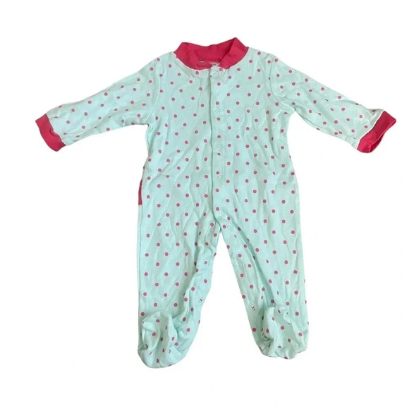 Set of 3 Footsie Pajamas for 0-3M - Lasy Bug - Stripes - Polka Dots - Cotton - Picture 10 of 13